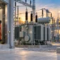 Diferentes tipos de transformadores eléctricos en una subestación industrial