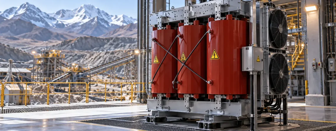 Transformador en seco instalado en una planta industrial de gran altitud