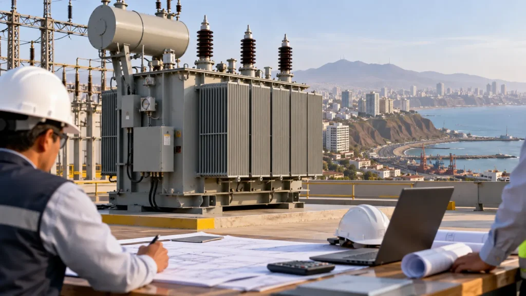 Transformador eléctrico en proceso de evaluación técnica para un proyecto en Lima